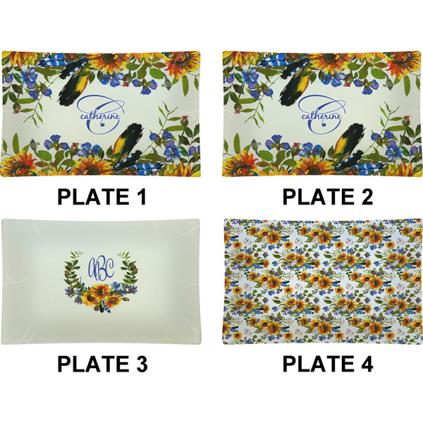 Sunflowers Set of Rectangular Dinner Plates (Approval)