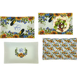 Sunflowers Set of 4 Glass Rectangular Lunch / Dinner Plate (Personalized)