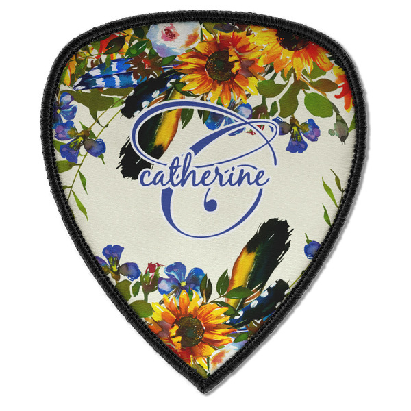 Custom Sunflowers Iron on Shield Patch A w/ Name and Initial