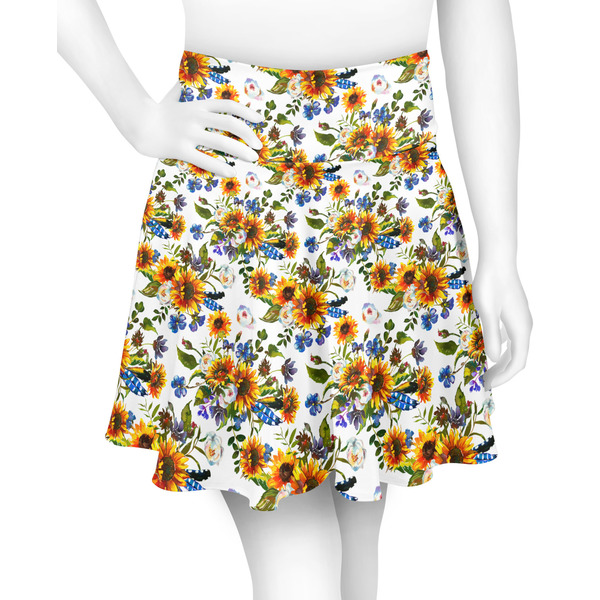 Custom Sunflowers Skater Skirt - X Small