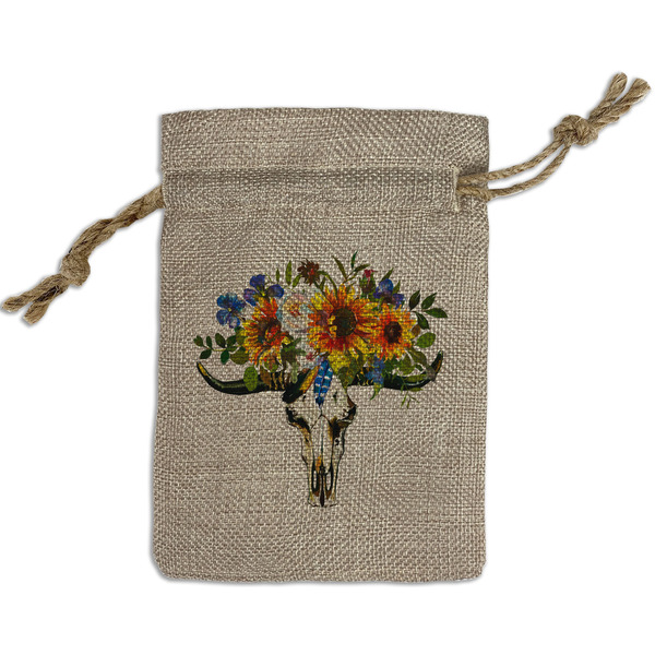 Custom Sunflowers Small Burlap Gift Bag - Front (Personalized)