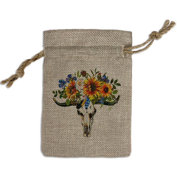 Custom Sunflowers Small Burlap Gift Bag - Front (Personalized)