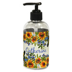 Sunflowers Plastic Soap / Lotion Dispenser (8 oz - Small - Black) (Personalized)