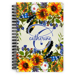 Sunflowers Spiral Notebook - 7x10 w/ Name and Initial