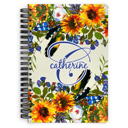 Sunflowers Spiral Notebook - 7x10 w/ Name and Initial