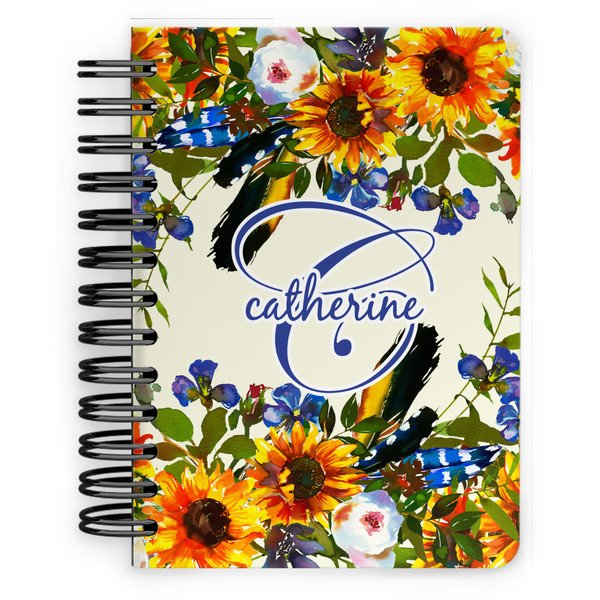 Custom Sunflowers Spiral Notebook - 5x7 w/ Name and Initial