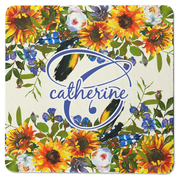 Sunflowers Square Coaster Rubber Back - Single