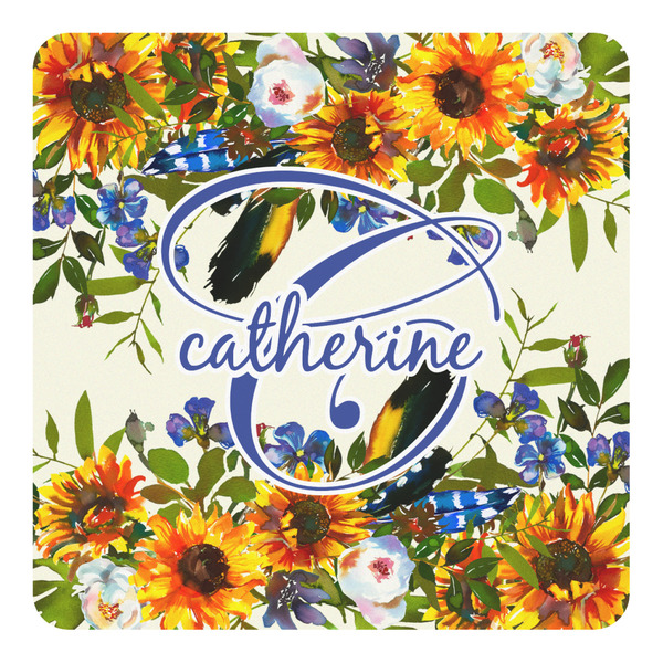 Custom Sunflowers Square Decal - Large (Personalized)