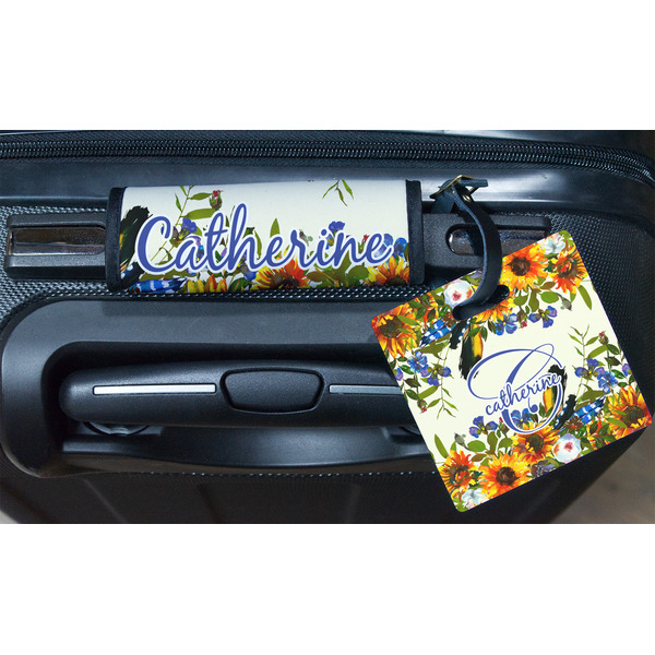 Sunflowers Square Luggage Tag & Handle Wrap - In Context