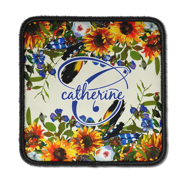 Custom Sunflowers Iron On Square Patch w/ Name and Initial