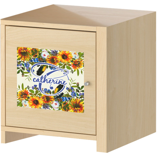Sunflowers Square Wall Decal on Wooden Cabinet