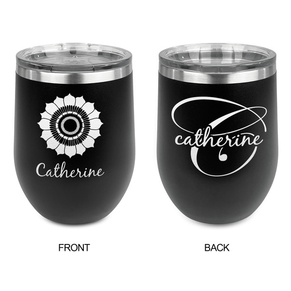 Sunflowers Stainless Wine Tumblers - Black - Double Sided - Approval