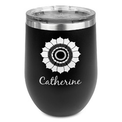 Sunflowers Stemless Stainless Steel Wine Tumbler - Black - Double Sided (Personalized)