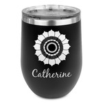 Sunflowers Stemless Stainless Steel Wine Tumbler - Black - Single Sided (Personalized)