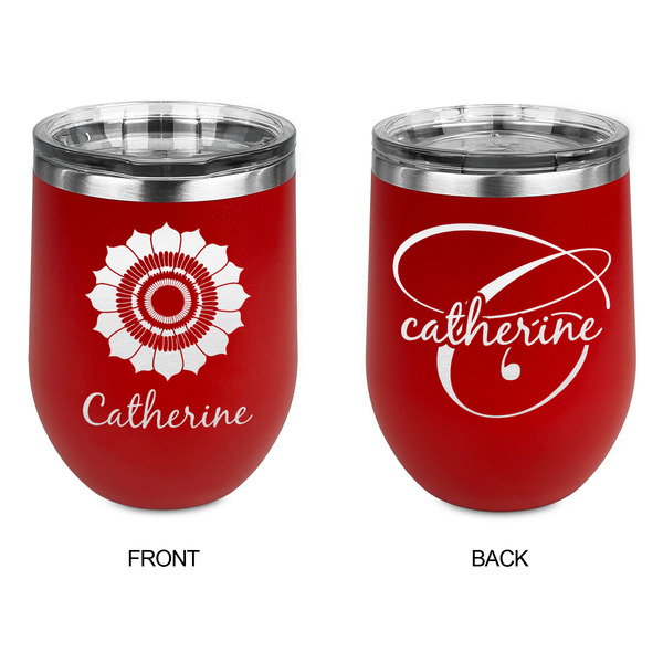Sunflowers Stainless Wine Tumblers - Red - Double Sided - Approval