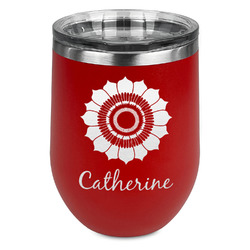 Sunflowers Stemless Stainless Steel Wine Tumbler - Red - Single Sided (Personalized)
