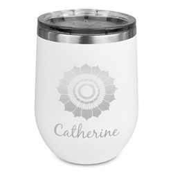 Sunflowers Stemless Stainless Steel Wine Tumbler - White - Single Sided (Personalized)