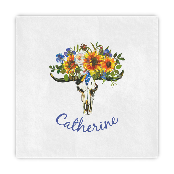Custom Sunflowers Decorative Paper Napkins (Personalized)