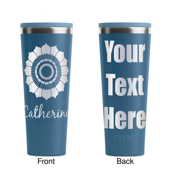 Sunflowers Steel Blue RTIC Everyday Tumbler - 28 oz. - Front and Back