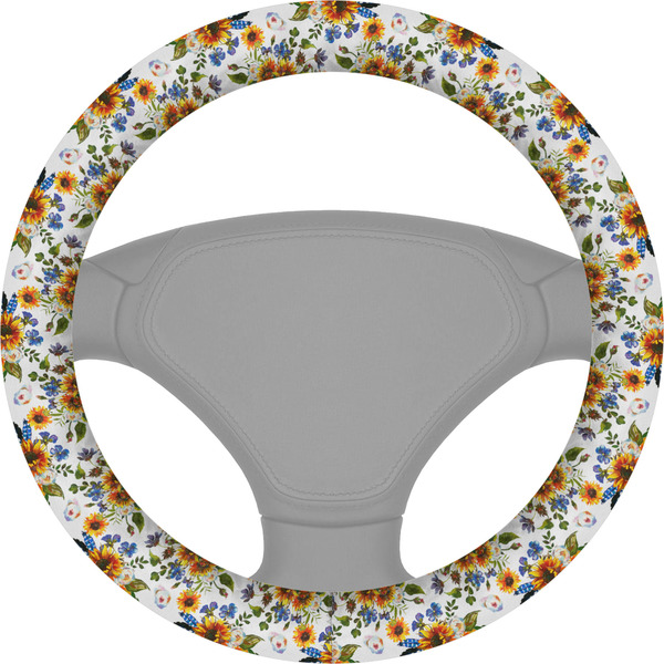 Custom Sunflowers Steering Wheel Cover