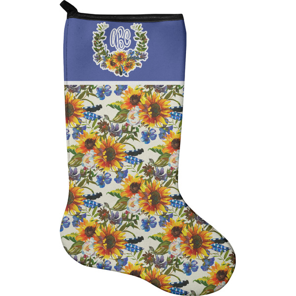Custom Sunflowers Holiday Stocking - Neoprene (Personalized)