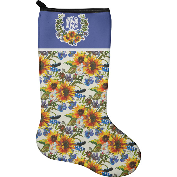 Custom Sunflowers Holiday Stocking - Neoprene (Personalized)