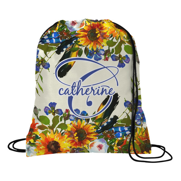 Custom Sunflowers Drawstring Backpack - Large (Personalized)