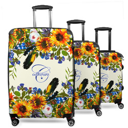 Sunflowers 3 Piece Luggage Set - 20" Carry On, 24" Medium Checked, 28" Large Checked (Personalized)