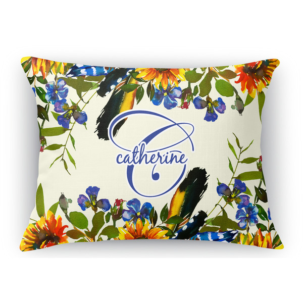 Custom Sunflowers Rectangular Throw Pillow Case - 12"x18" (Personalized)