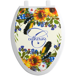 Sunflowers Toilet Seat Decal - Elongated (Personalized)
