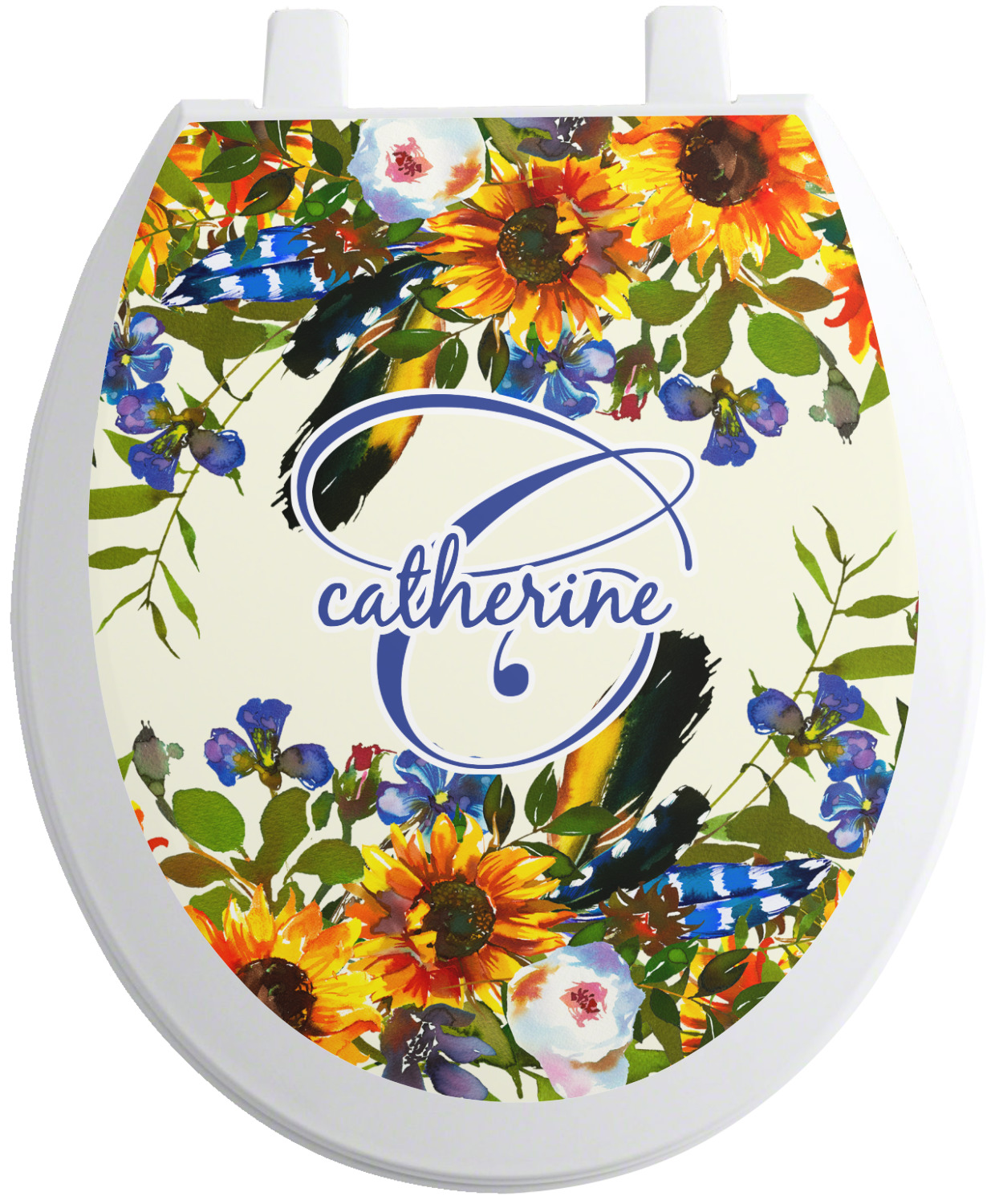 Custom Sunflowers Toilet Seat Decal (Personalized) YouCustomizeIt