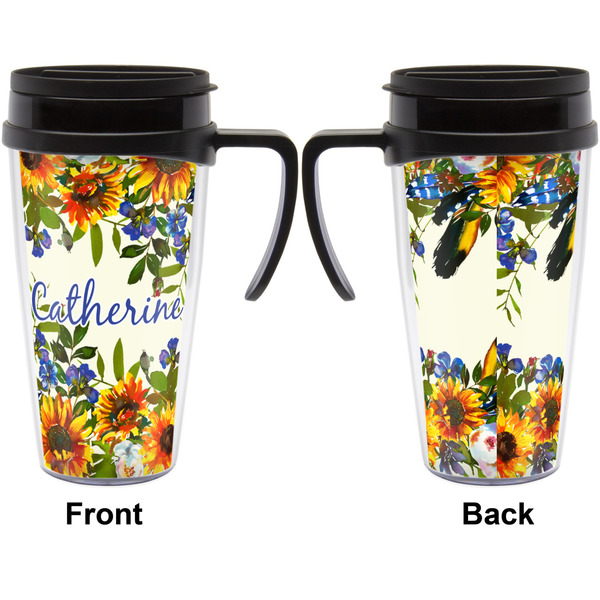 Sunflowers Travel Mug with Black Handle - Approval
