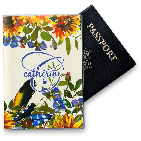 Custom Sunflowers Vinyl Passport Holder (Personalized)