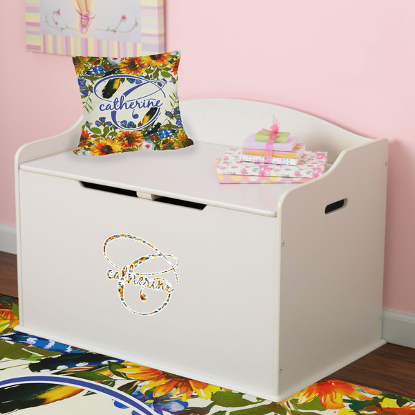 Sunflowers Wall Name & Initial Small on Toy Chest