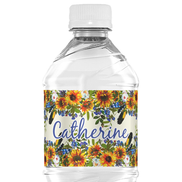 Custom Sunflowers Water Bottle Labels - Custom Sized (Personalized)