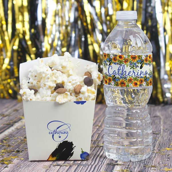 Sunflowers Water Bottle Label - w/ Favor Box