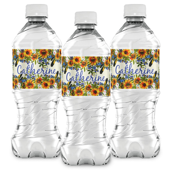 Sunflowers Water Bottle Labels - Front View