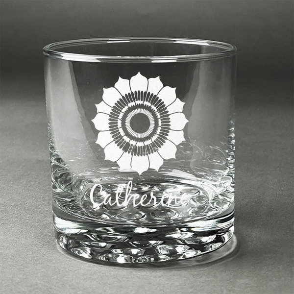 Custom Sunflowers Whiskey Glass (Single) (Personalized)