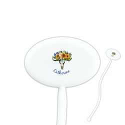 Sunflowers 7" Oval Plastic Stir Sticks - White - Double Sided (Personalized)