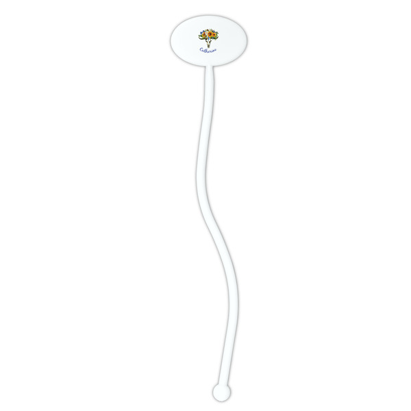 Sunflowers White Plastic 7" Stir Stick - Oval - Single Stick