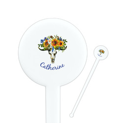 Sunflowers 7" Round Plastic Stir Sticks - White - Double Sided (Personalized)
