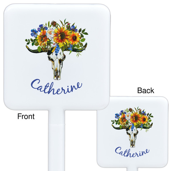 Sunflowers White Plastic Stir Stick - Double Sided - Approval