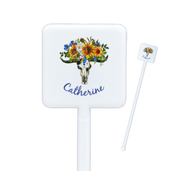 Sunflowers Square Plastic Stir Sticks - Double Sided (Personalized)