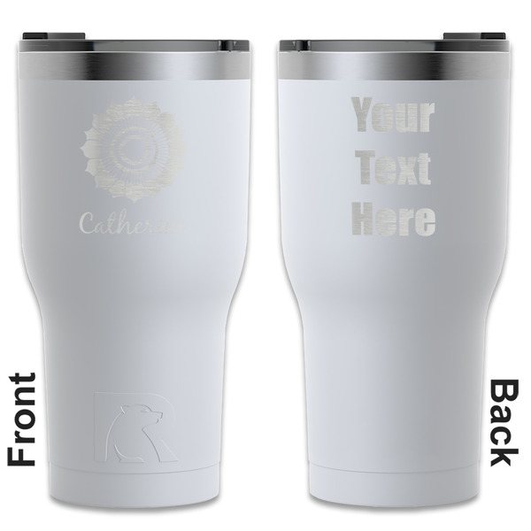 Custom Sunflowers RTIC Tumbler - White - Engraved Front & Back (Personalized)