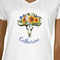 Sunflowers White V-Neck T-Shirt on Model - CloseUp