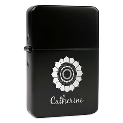 Sunflowers Windproof Lighter - Black - Double Sided & Lid Engraved (Personalized)