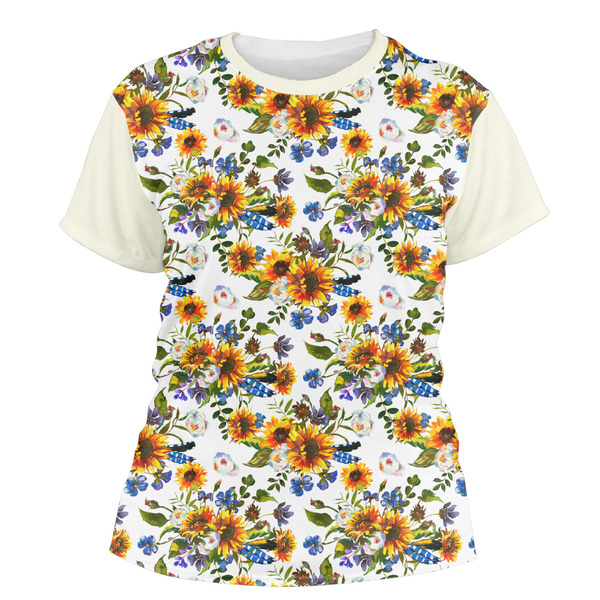 Custom Sunflowers Women's Crew T-Shirt - Large