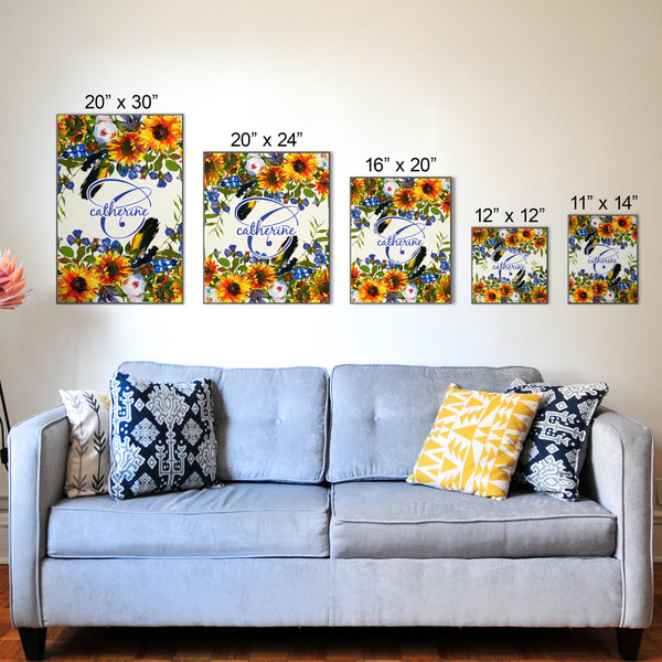 Sunflowers Wood Prints - Size Comparison