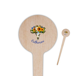 Sunflowers 4" Round Wooden Food Picks - Double Sided (Personalized)