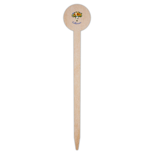 Sunflowers Wooden 6" Food Pick - Round - Single Pick